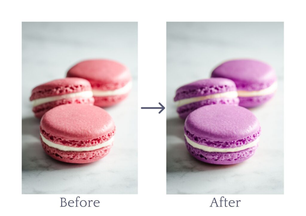 before after editing in Photoshop food photography
