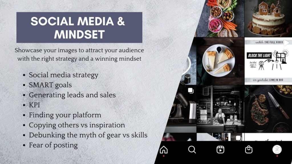 social media and mindst for food photography - SEO, KPI, platform, social media, leads