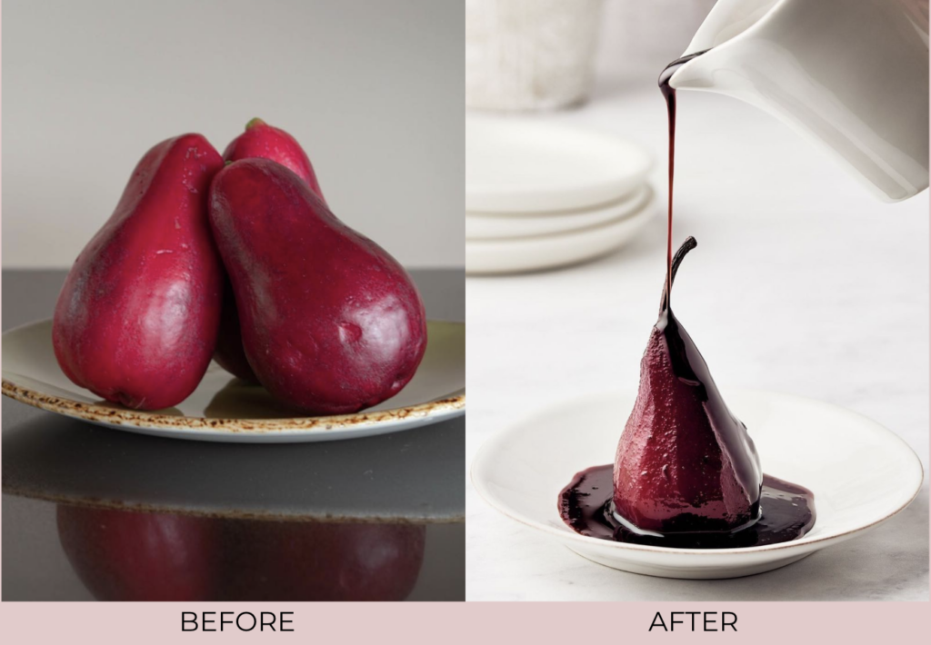 before and after taking food photography course